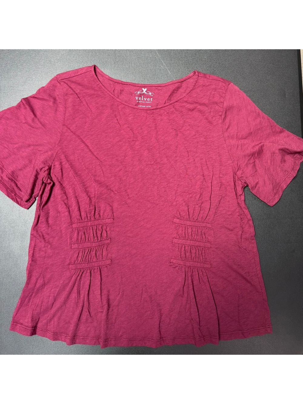 Velvet by Graham & Spencer Women's Raspberry Pink Cotton Slub Scoop Neck Top, L